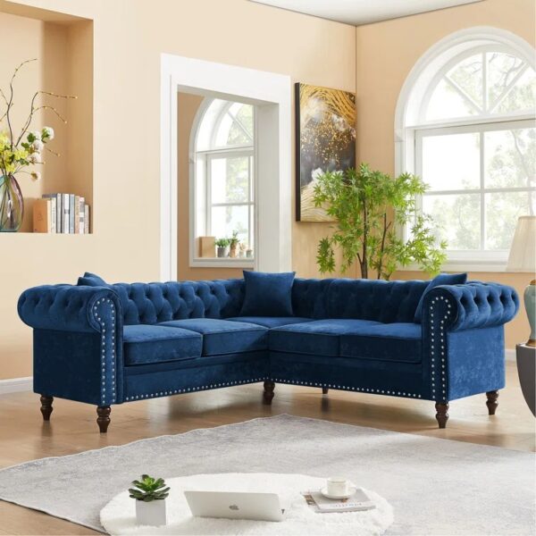 Caradel Chesterfield Sofas Blue Velvet