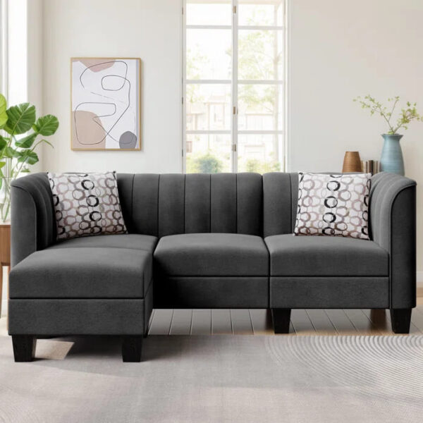 caradel Franco Sofa set & L Shape Black Cotton Blend 2