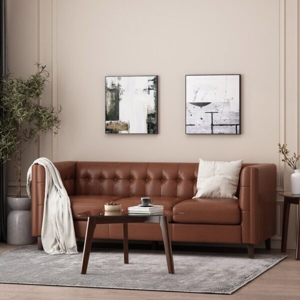 Caradel Everly 3 seater sofa set Cognac Faux Leather (1)