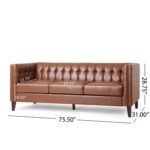 Caradel Everly 3 seater sofa set Cognac Faux Leather (3)