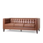 Caradel Everly 3 seater sofa set Cognac Faux Leather (6)