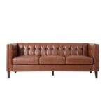 Caradel Everly 3 seater sofa set Cognac Faux Leather (7)