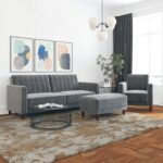 Caradel Iris 1 Seater Armchair sofa set Gray Velvet (6)