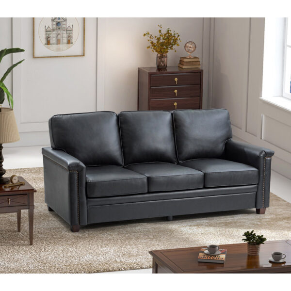 Caradel Mitsi 3 seater sofa set Black Genuine Leather (1)