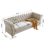 Caradel William 3 seater sofa sofa set Beige Velvet (6)