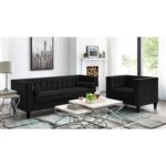 caradel cello Shillog 1 Seater Armchair sofa set Black velvet (5)